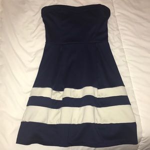 Strapless navy dress